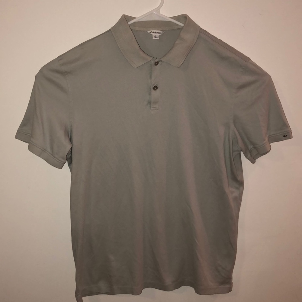 Mens Calvin Klein Cotton Gray Polo